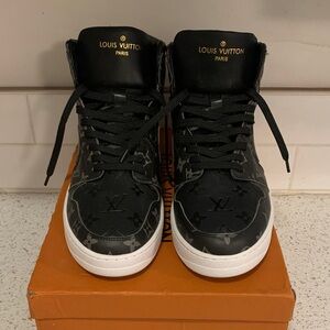 Monogram Black and Gray High-Top Sneakers